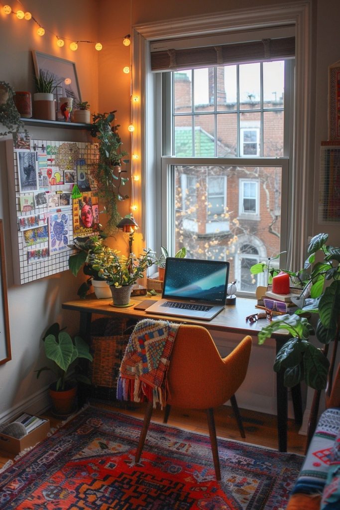 Artistic Dorm Desk Layouts Near Window