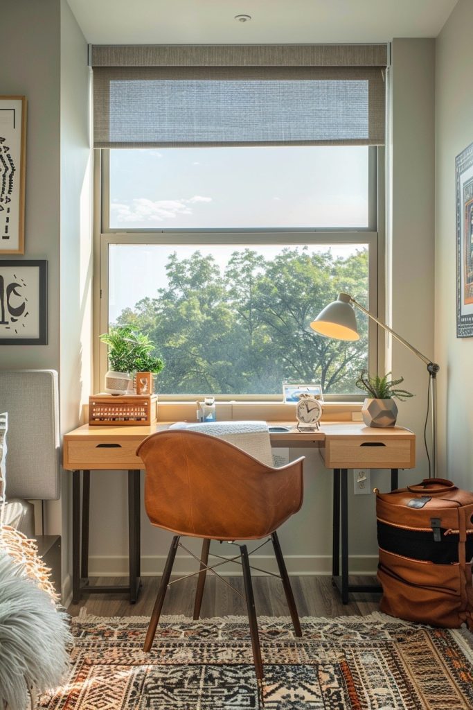Chic and Sophisticated Dorm Window Desk