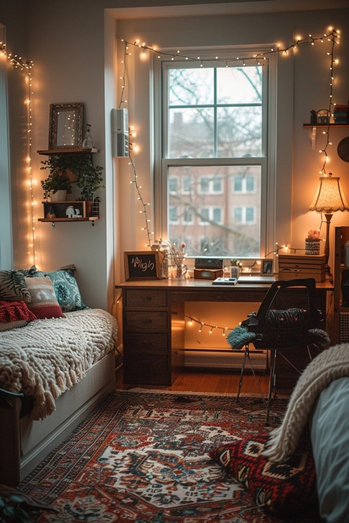 Cozy Corner Window Desk in Dorm