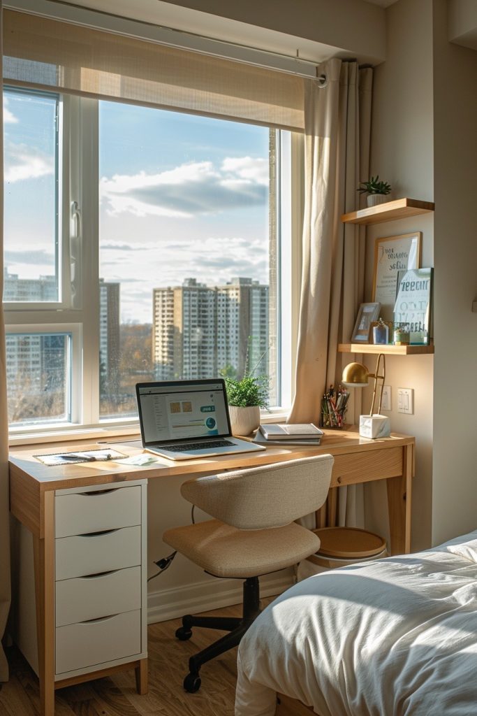 Functional Dorm Desk with a View