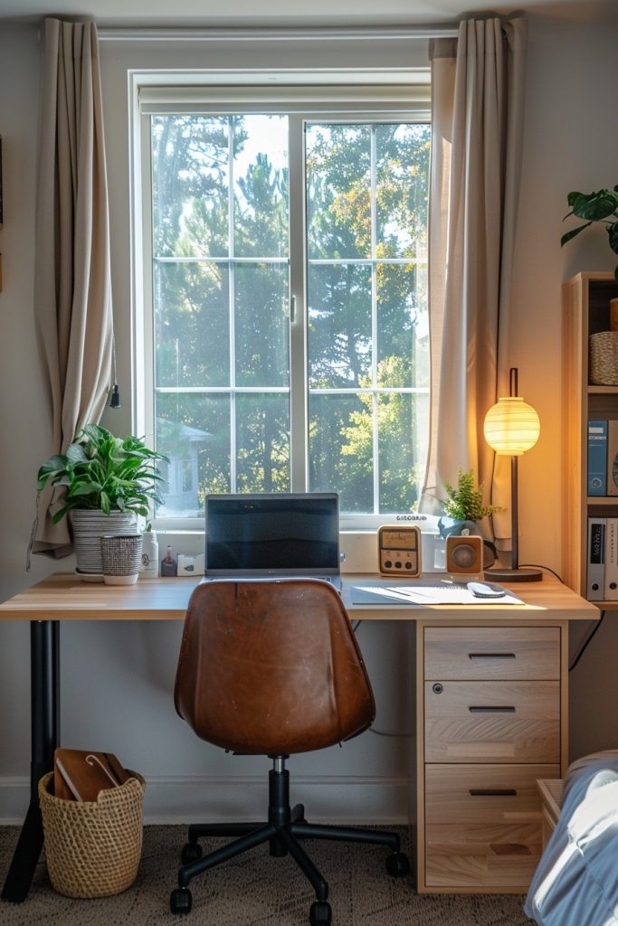Minimalist Dorm Window Desk Setup