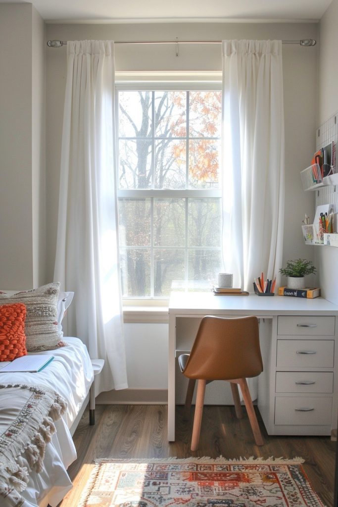 Refreshing Dorm Desk by Bright Window
