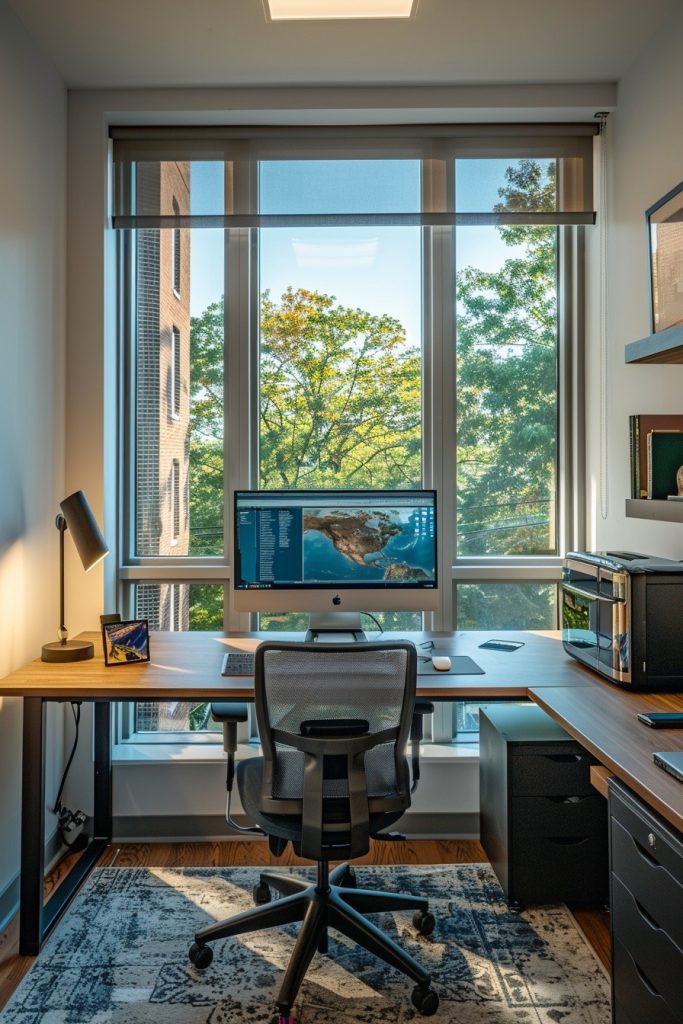 Tech-Savvy Dorm Desk at the Window