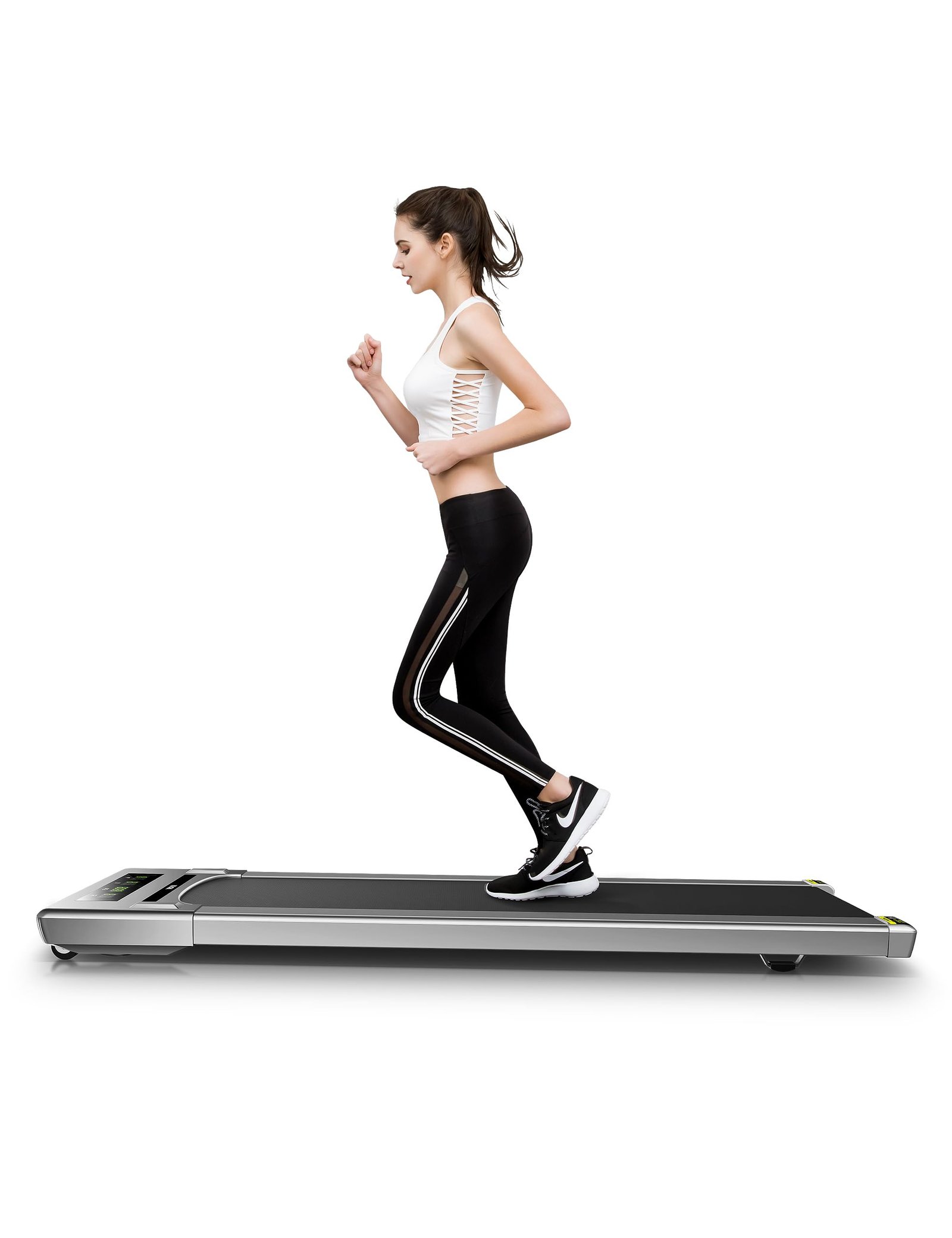 RHYTHM FUN Treadmill Under Desk Treadmill Folding Portable Walking Treadmill with Wide Tread Belt Super Slim Mini Quiet Slow Running Treadmill with Smart Remote and Workout App for Home and Office WP01