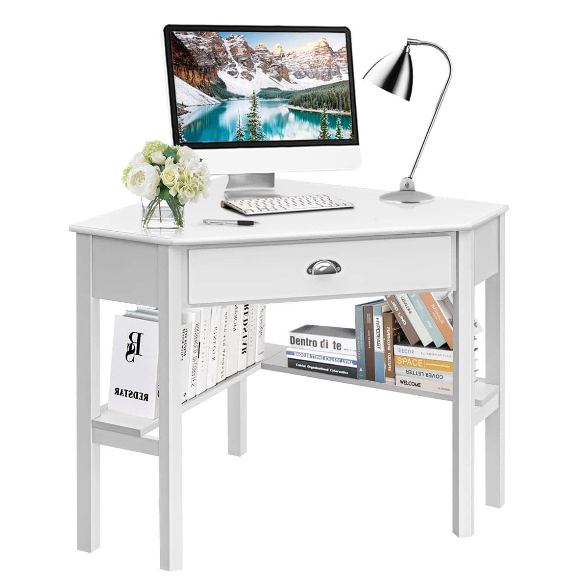 Tangkula White Corner Desk