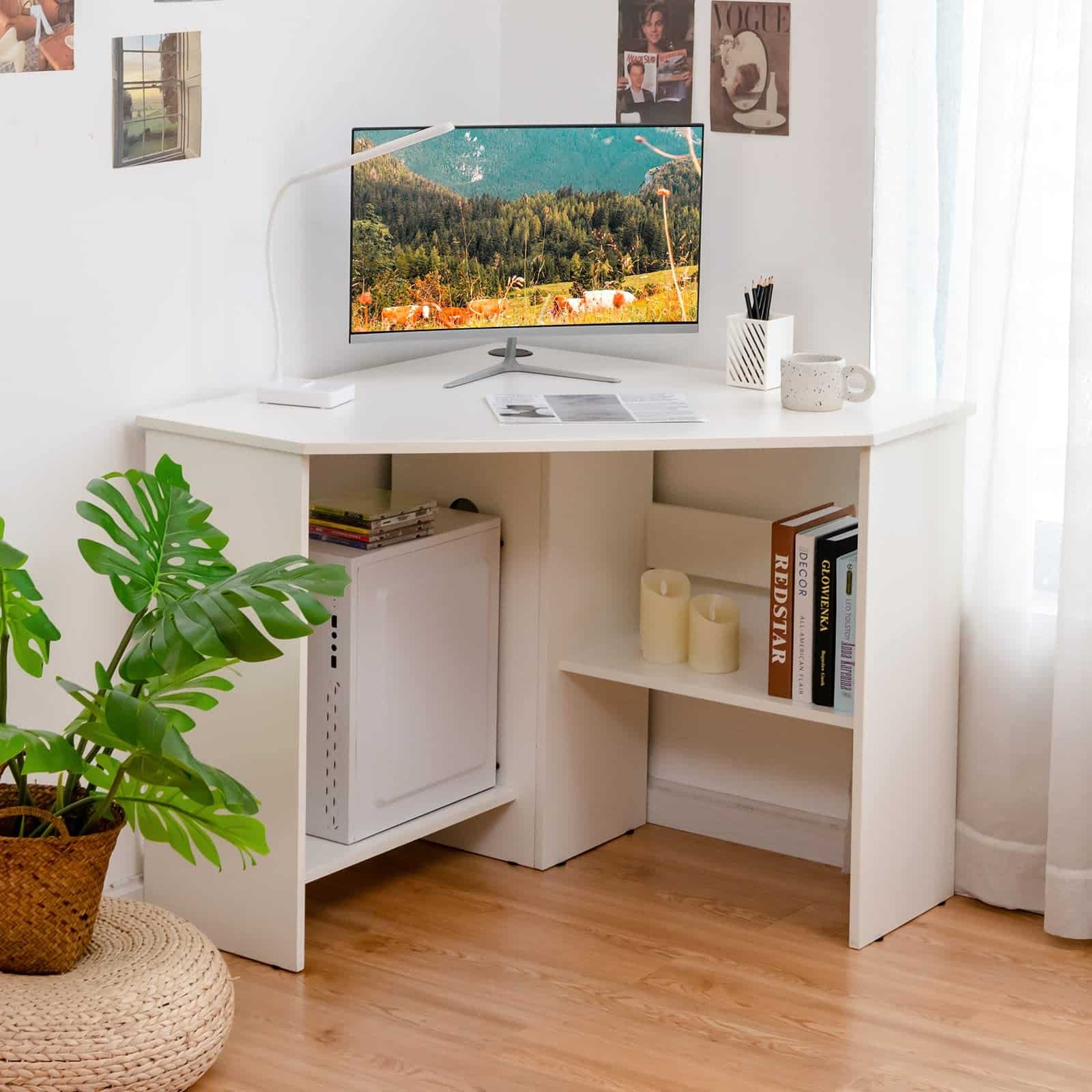 Tangkula White Corner Desk