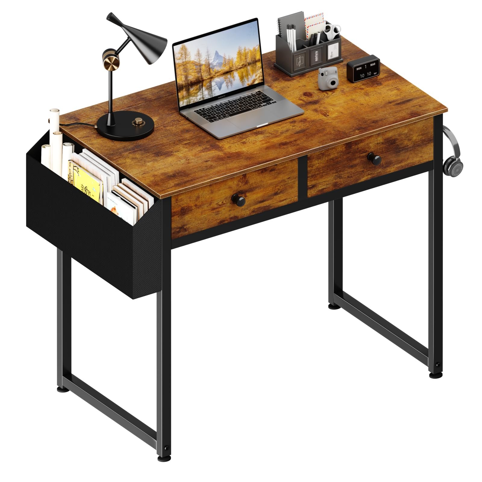 Lufeiya Small Computer Desk with 2 Drawers for Bedroom