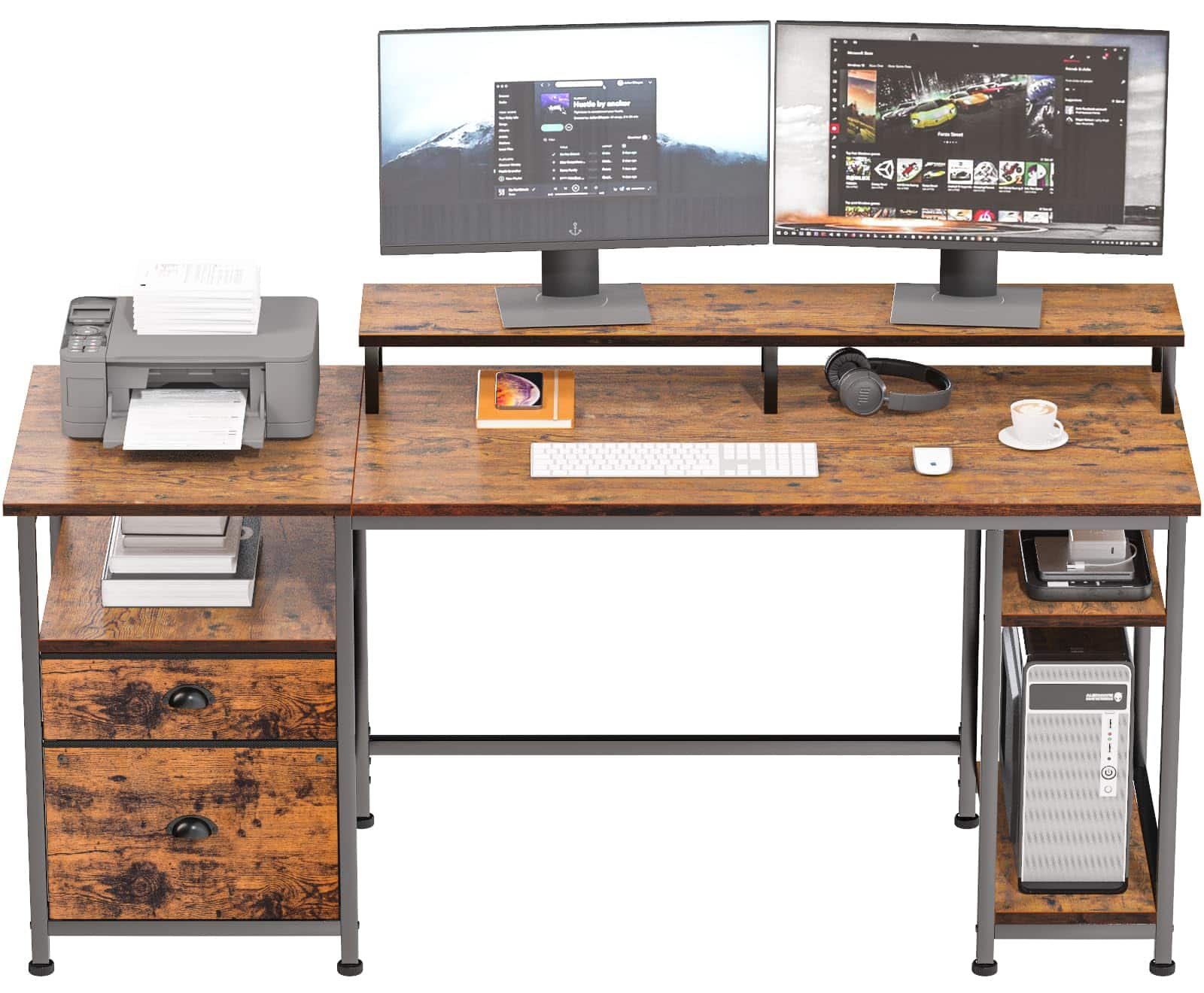 Furologee Computer Desk with Shelves and Drawer