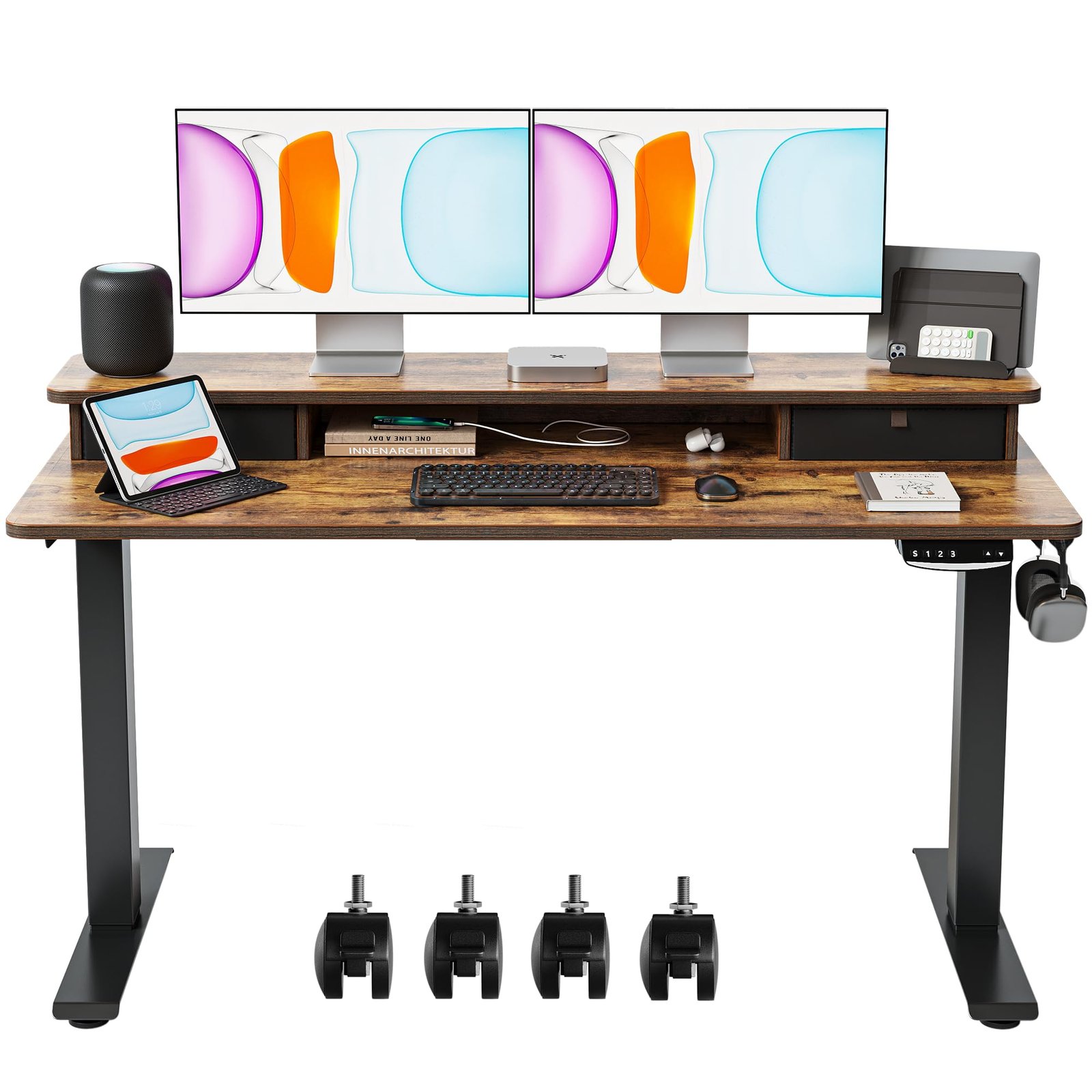 BANTI Electric Standing Desk with Double Drawers