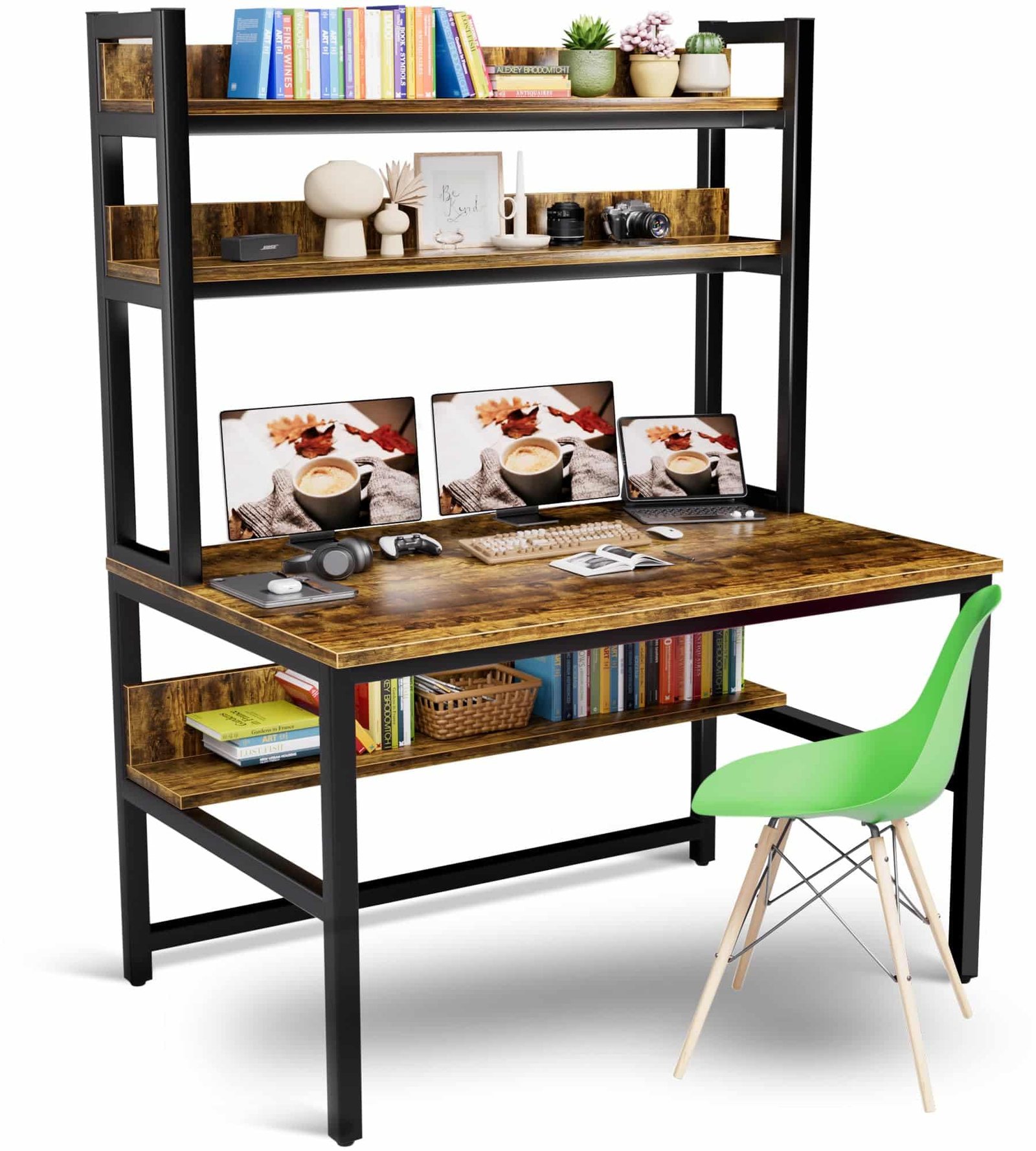 Aquzee Computer Desk with Hutch & Bookshelf