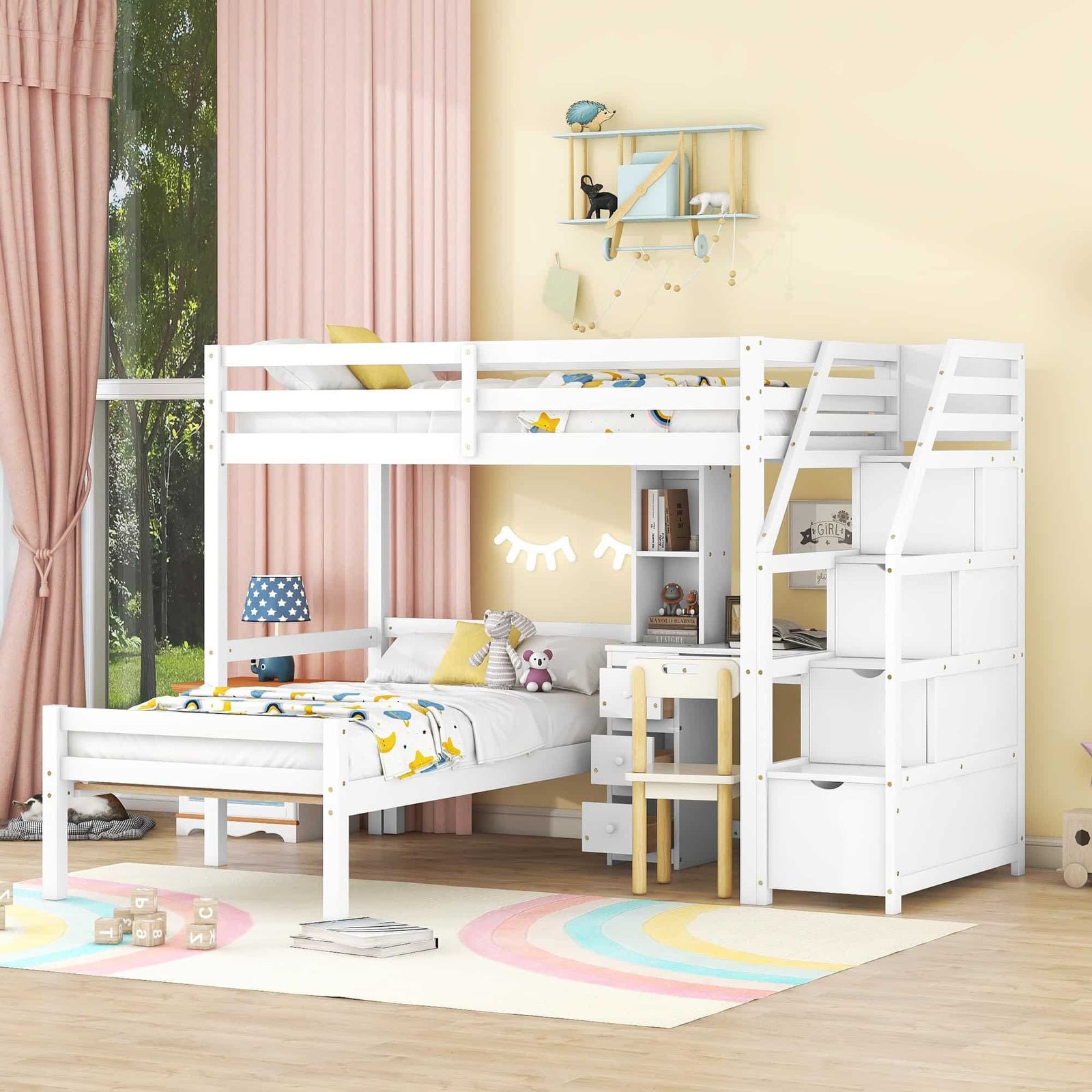 Bellemave Twin Loft Bed with Desk and Storage