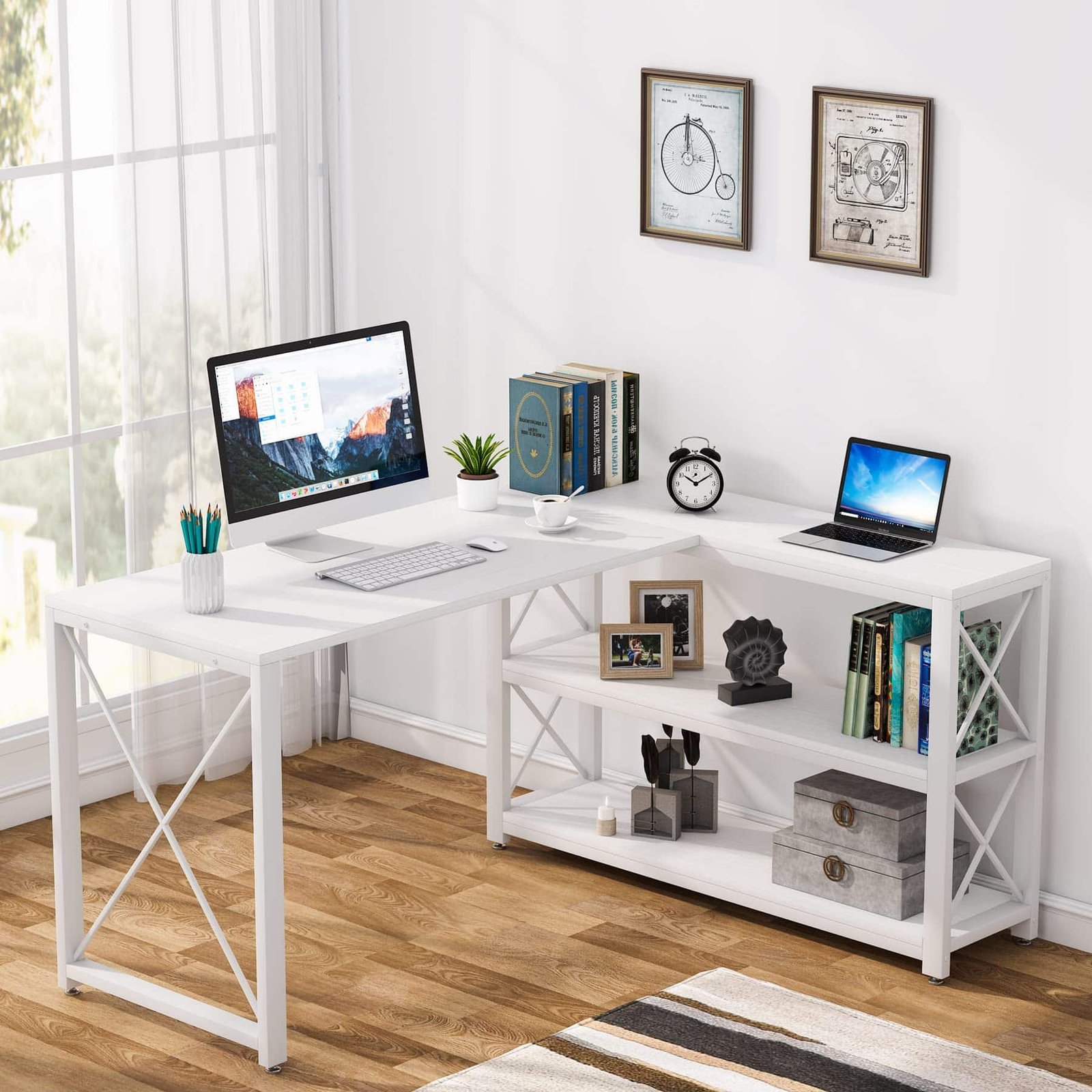 Tribesigns Industrial L-Shaped Desk