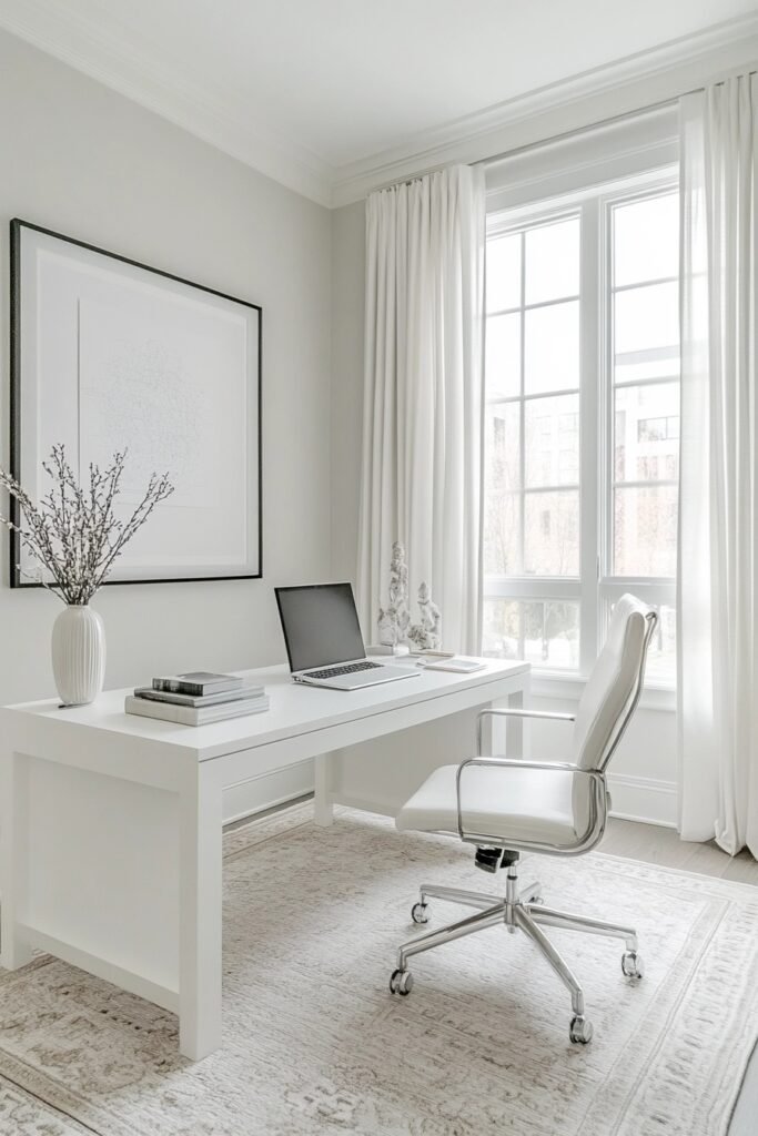 All-White Minimal Office Layout