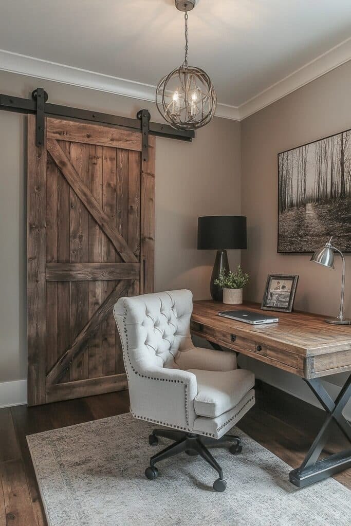 Barn Door Small Office Design