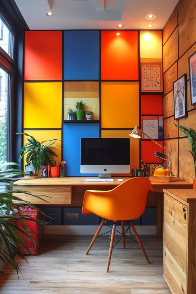 Bold Color Block Office Decor