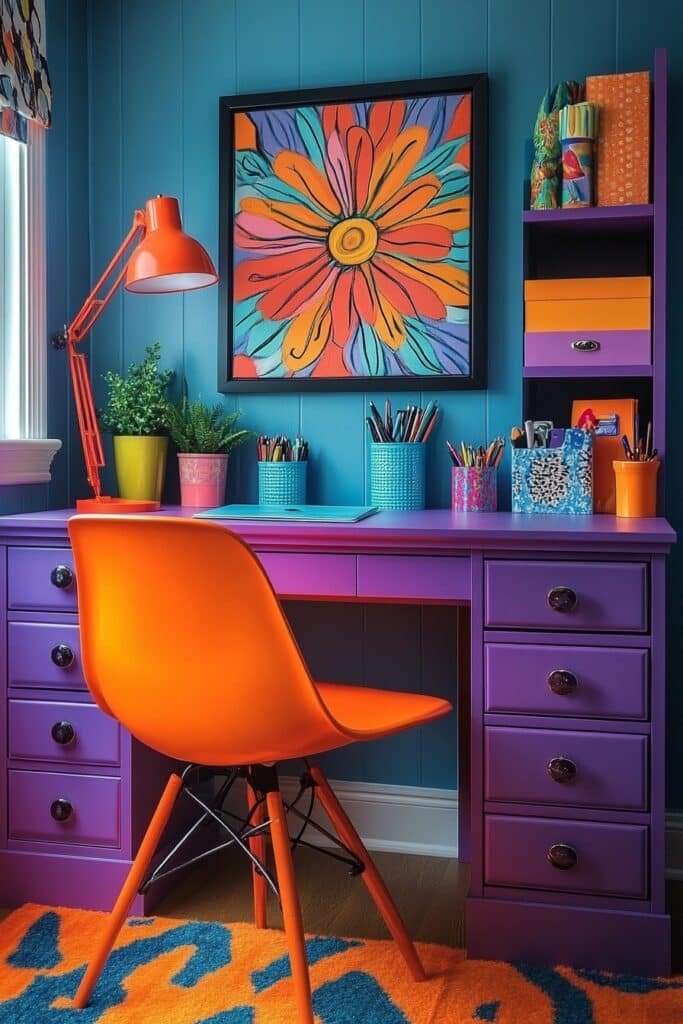 Bold Colorful Home Office