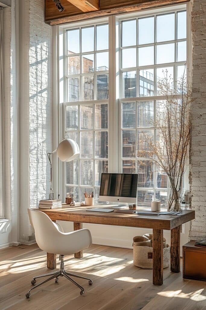 Bright and Airy Loft Style Office