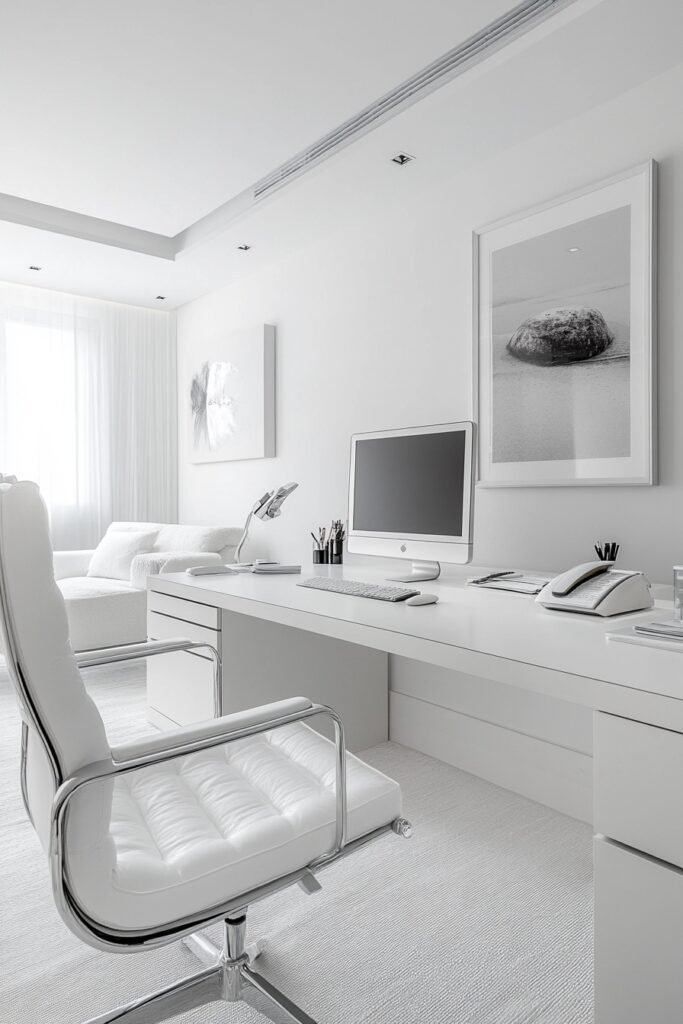 Chic Minimalist White Office