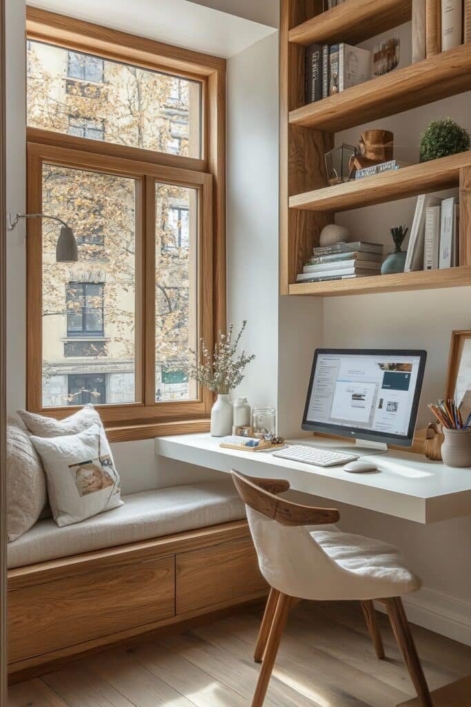 Chic White and Wood Freelancer's Nook