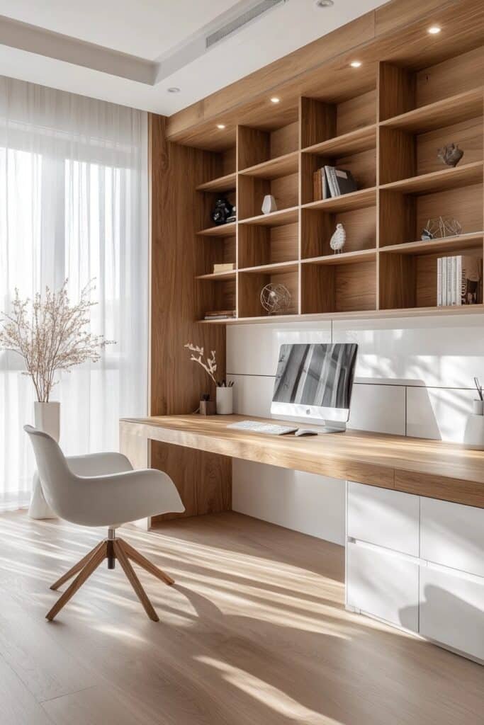 Contemporary White and Wood Office