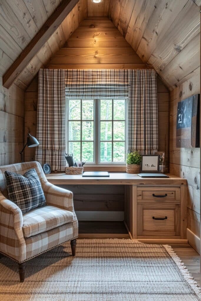 Cozy Cabin-Themed Study Space