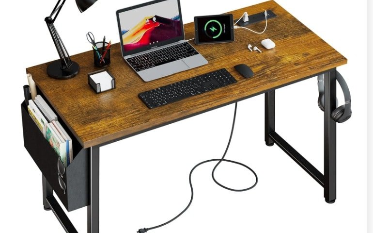 Desk with Built-In Outlets