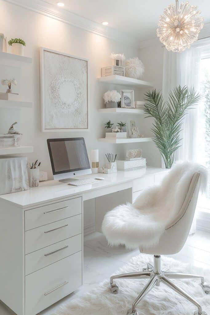 Elegant All-White Office