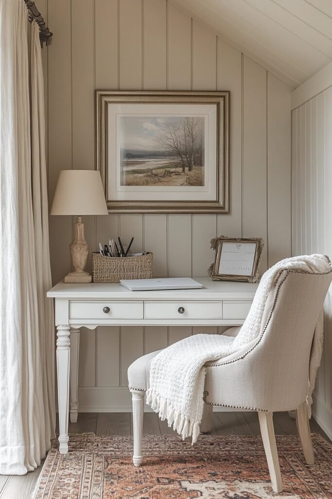 Elegant Small Farmhouse Desk Space