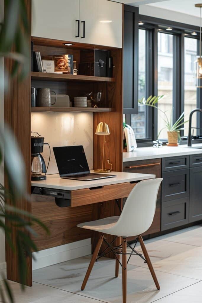 Flip-Down Kitchen Counter Desk