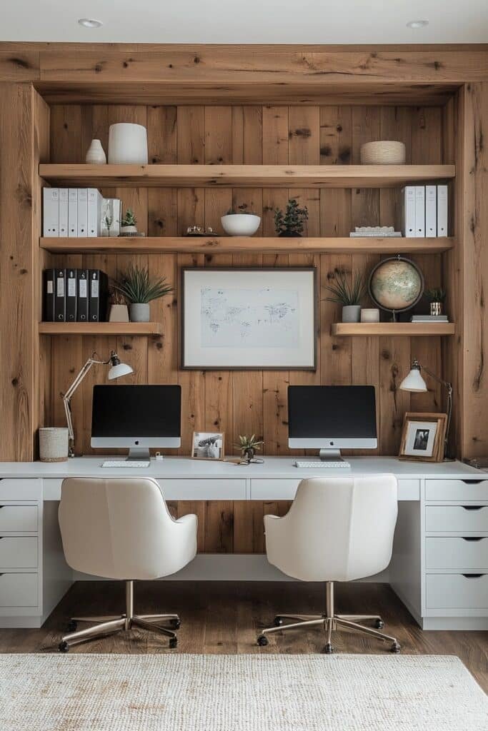 Functional White and Wood Dual Desk