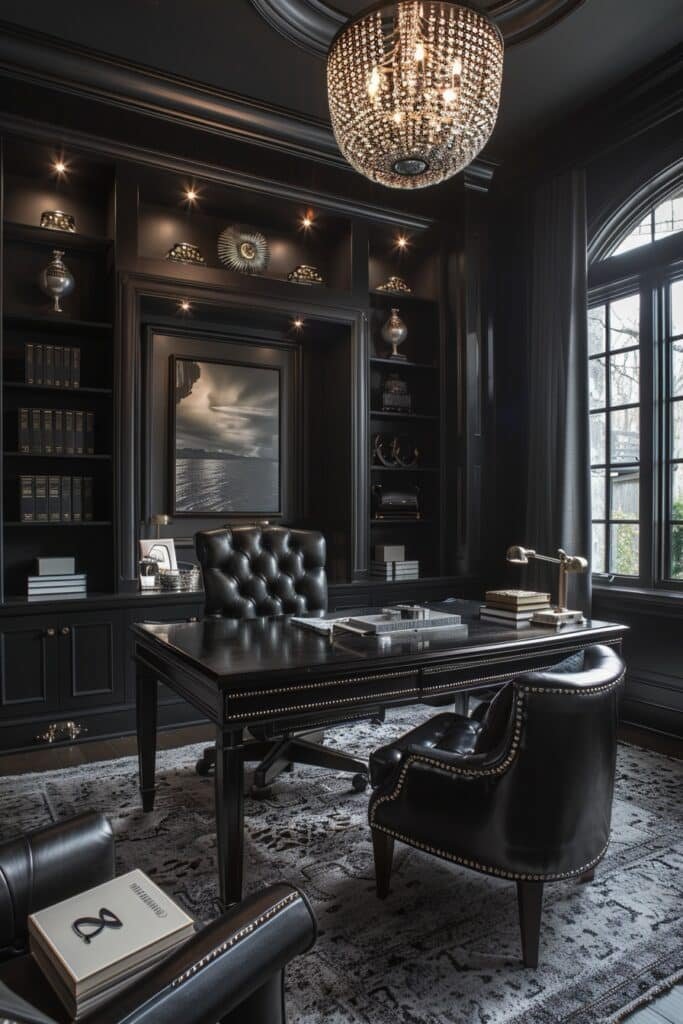 Home Office in Monochromatic Black