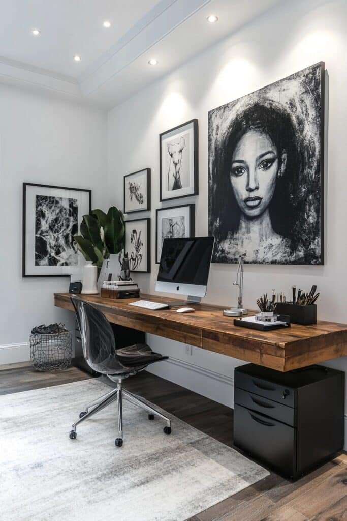 Home Office with Art Gallery Wall