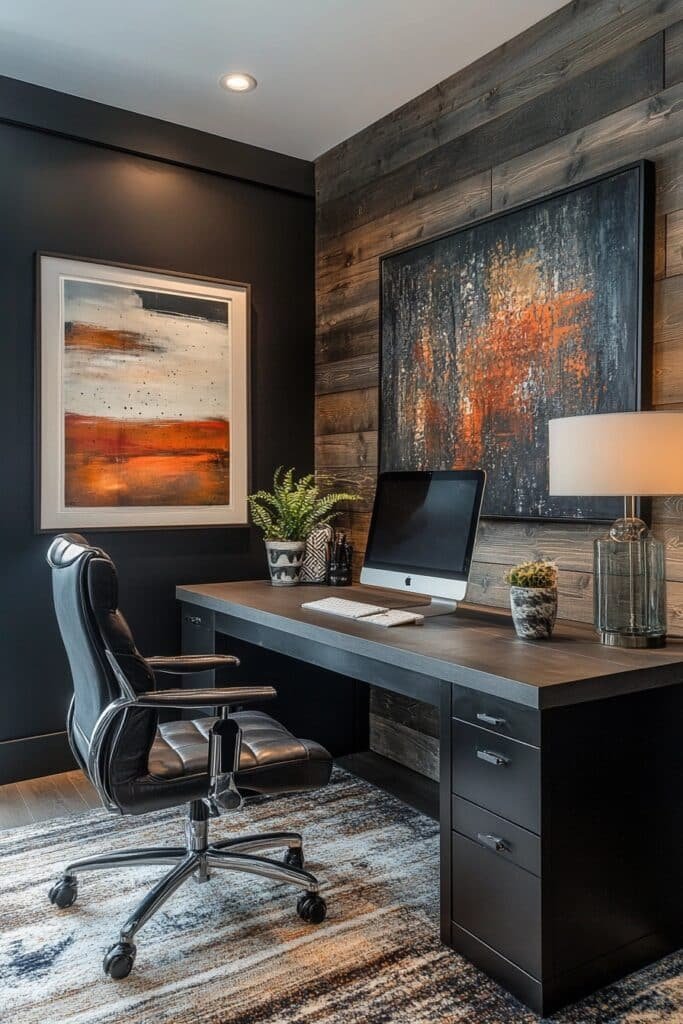 Home Office with Contemporary Art Pieces