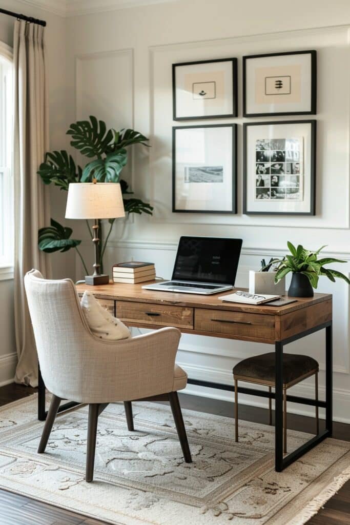 Home Office with Personalized Wall Art