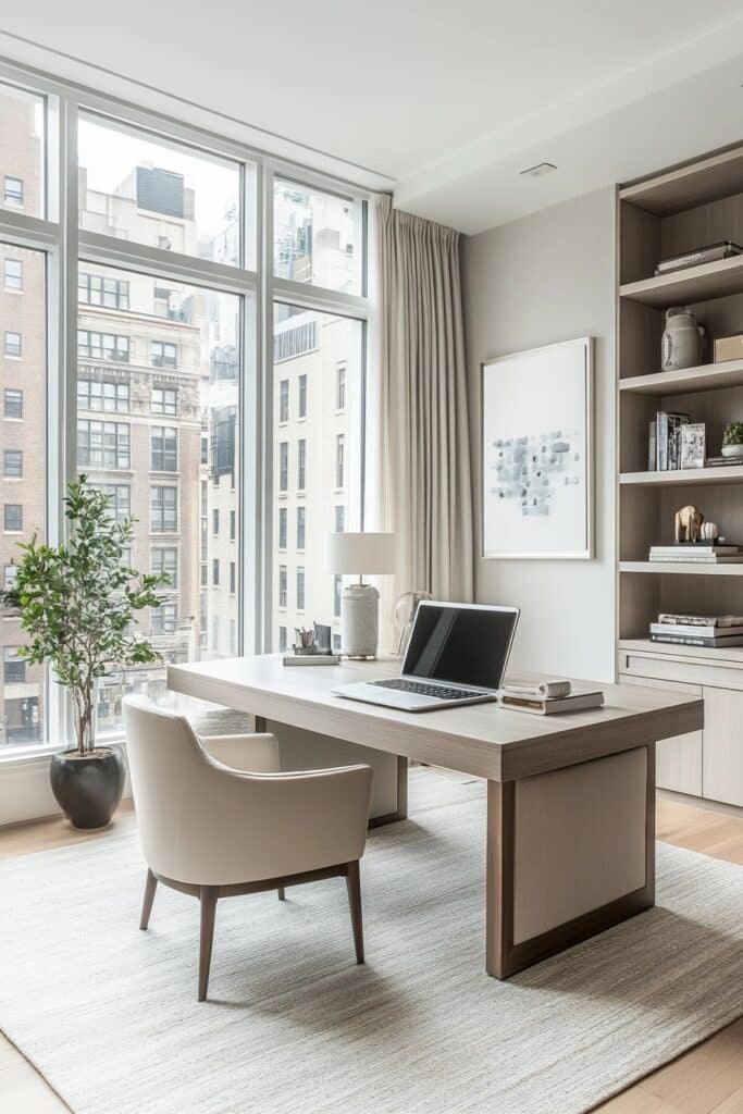 Light-Filled Apartment Desk Area