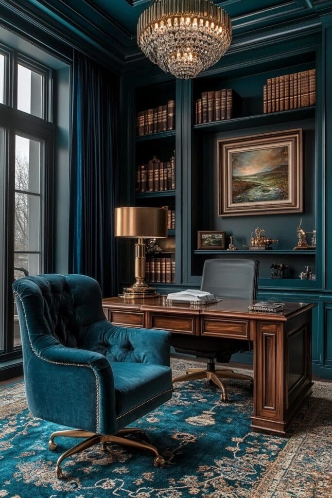 Luxurious Jewel-Toned Workspace