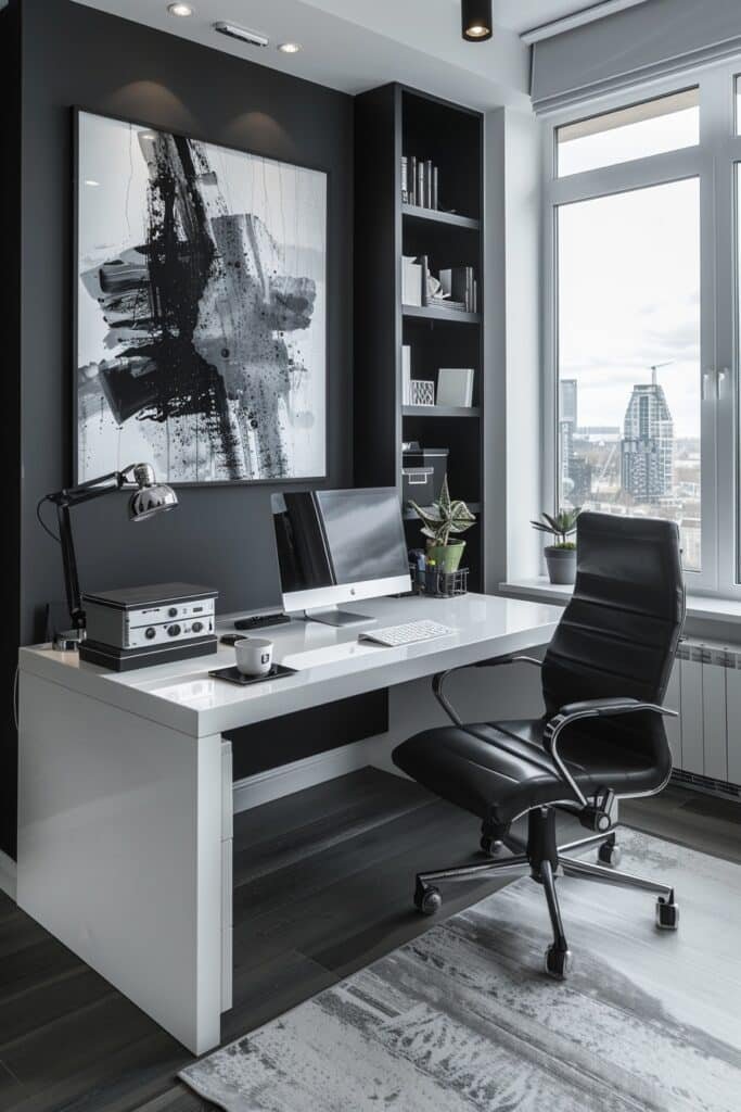 Monochrome Elegance Home Office Ideas