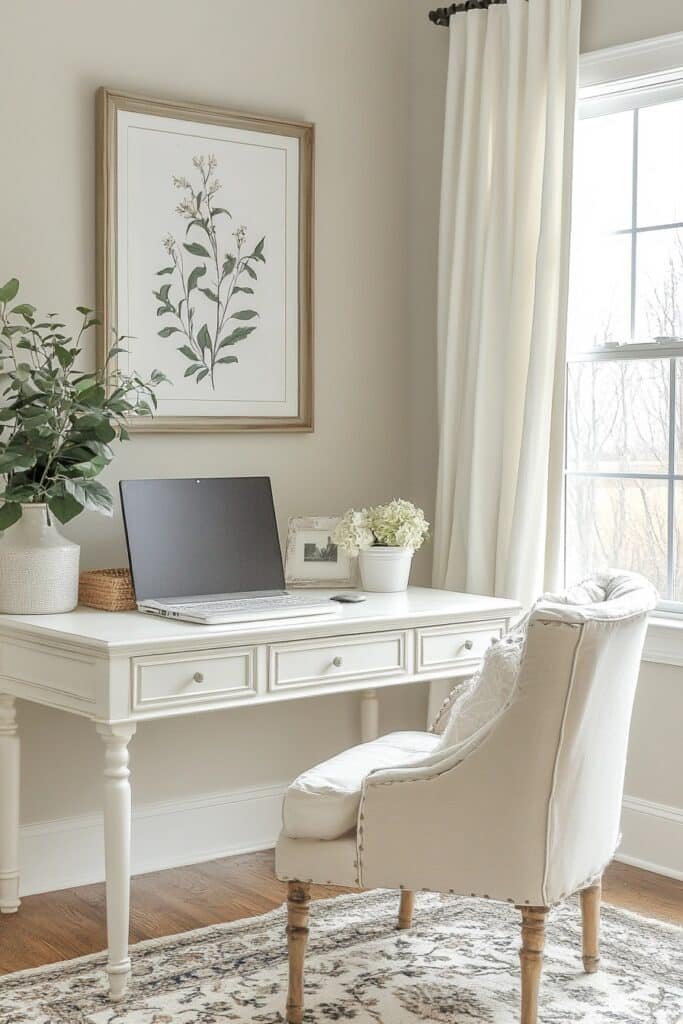 Monochrome Farmhouse Office Design