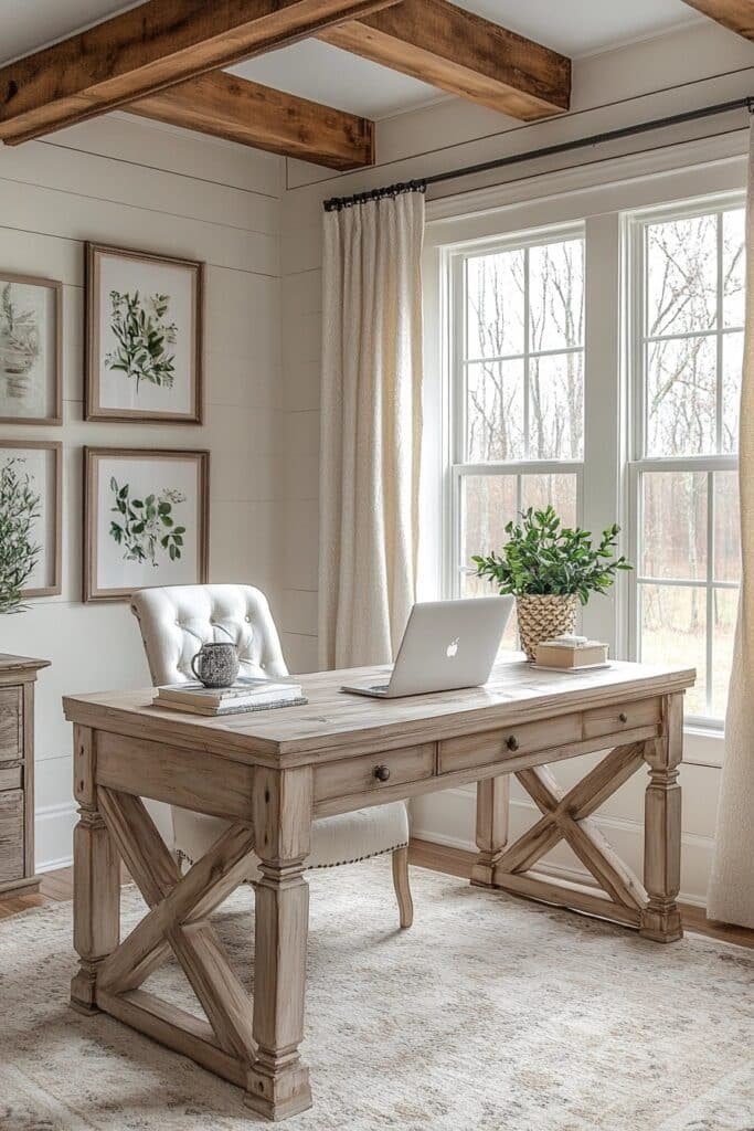 Neutral-Tone Farmhouse Workspace