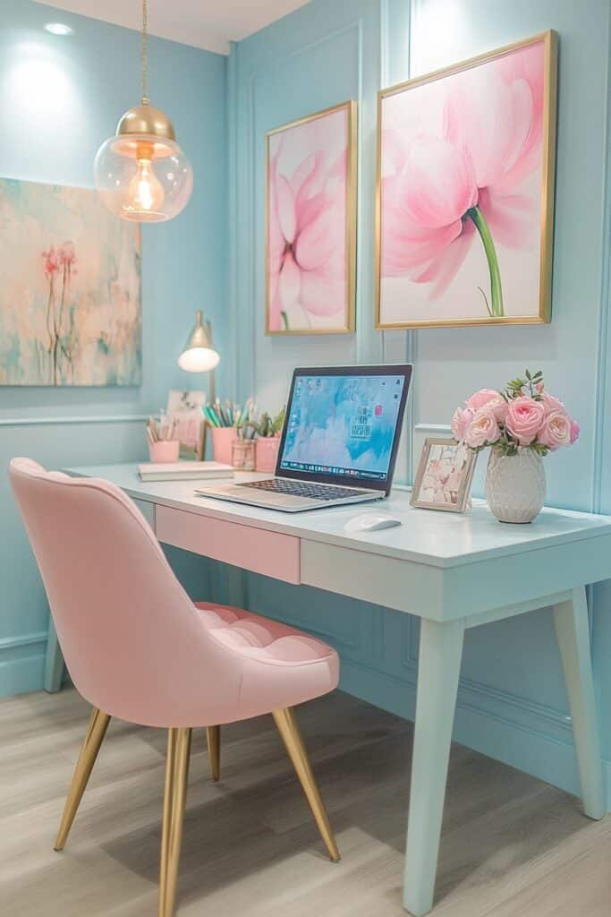 Pastel Tones and Sleek Lines Office