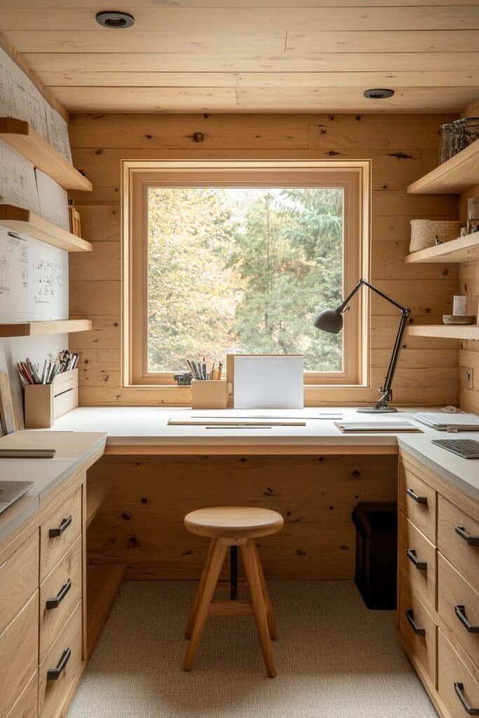 Pristine White and Wood Architect’s Space