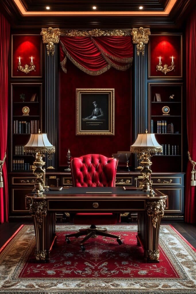 Regal Red and Gold Office