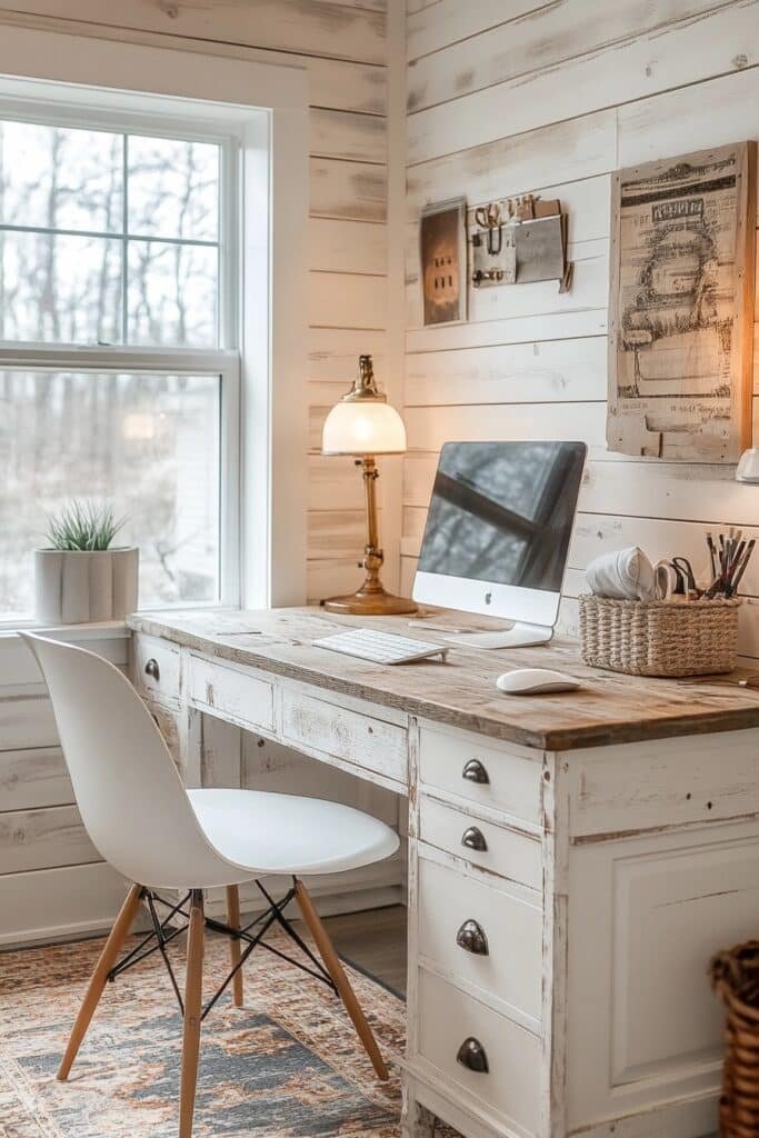 Shiplap and White Small Home Office