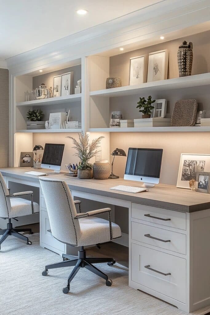 Side-by-Side Desk Layout for Two