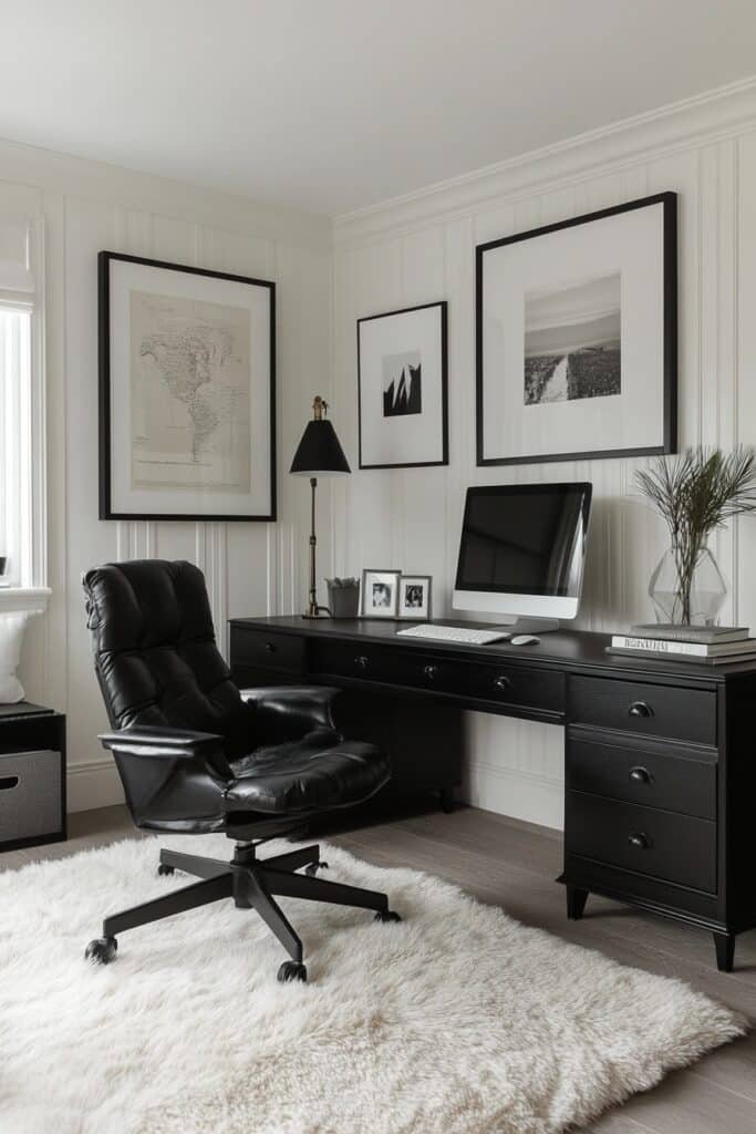 Sleek Black and White Office Decor