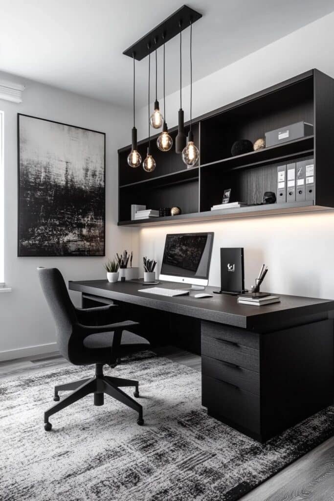 Sleek Black and White Office Layout