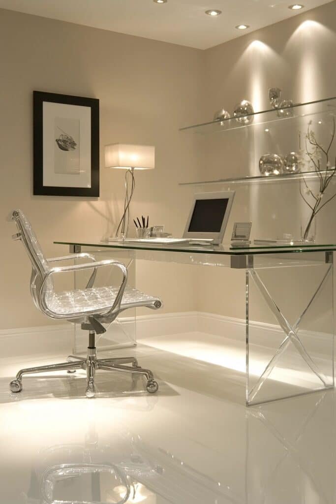 Sleek Glass and Chrome Workspace