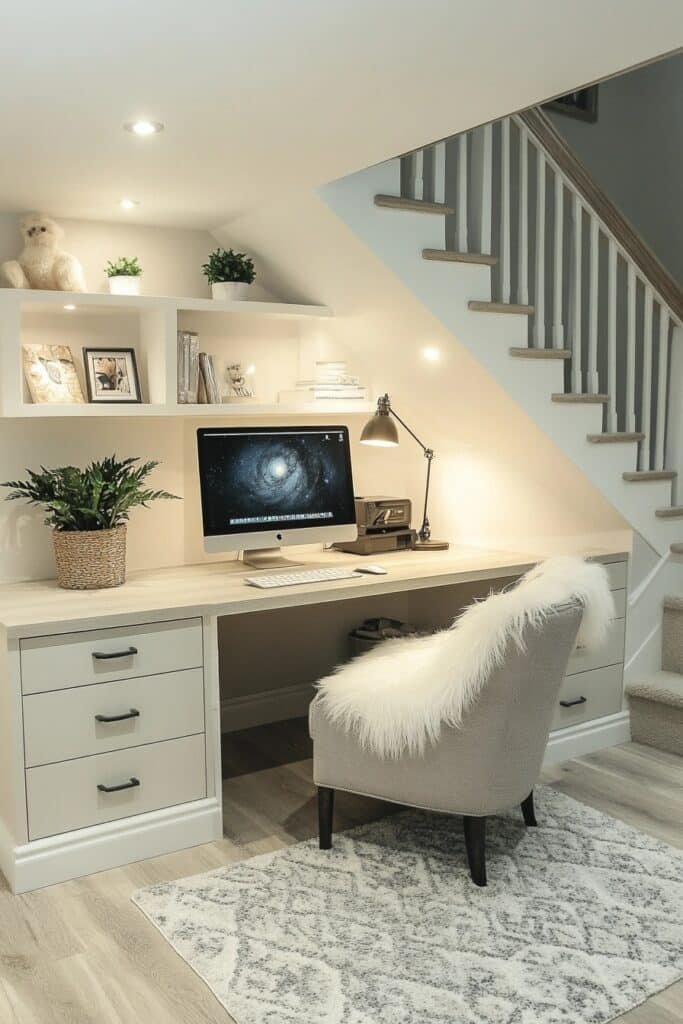 Sleek Under-Stair Office Nook