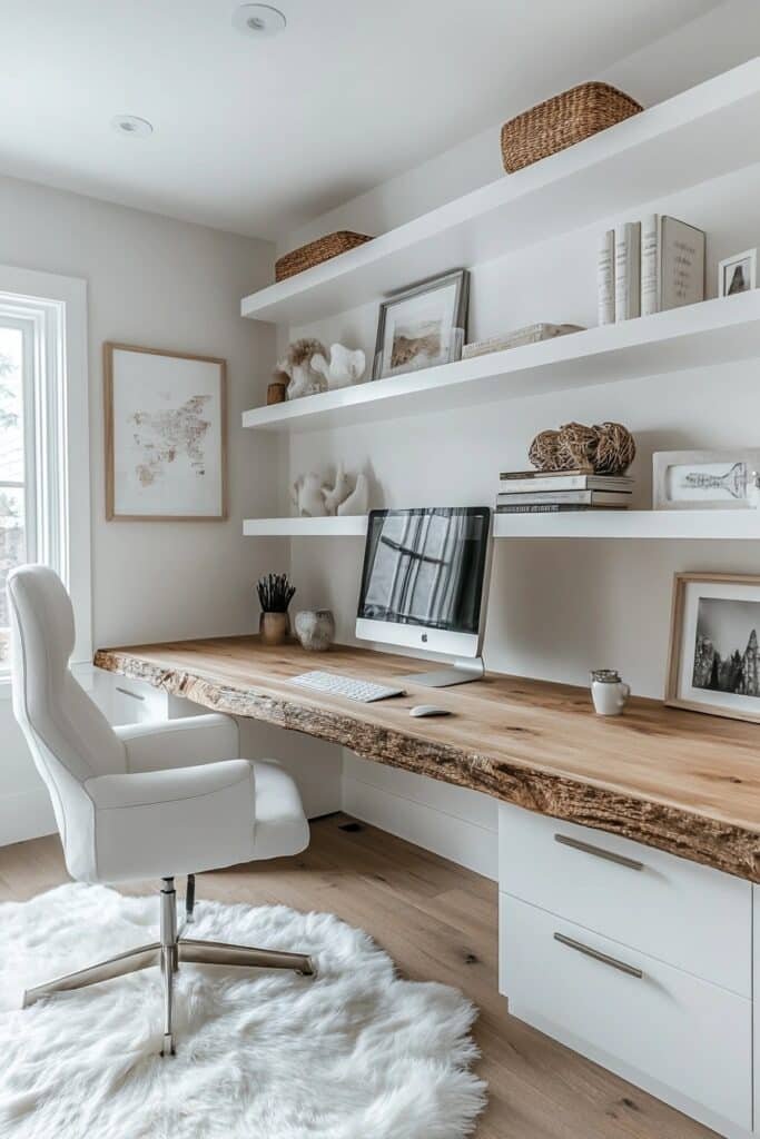 Sleek White and Oak Home Office