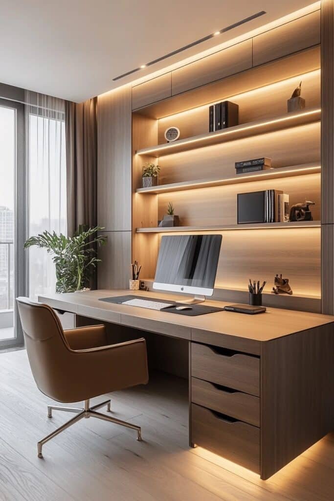 Smart Desk Layout with Hidden Storage